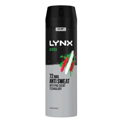 Lynx Antiperspirant Deodorant for Men Africa 200ml (Pack of 6)