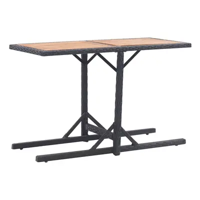 vidaXL Garden Table Black 110cm Solid Acacia Wood and Poly Rattan Outdoor Desk