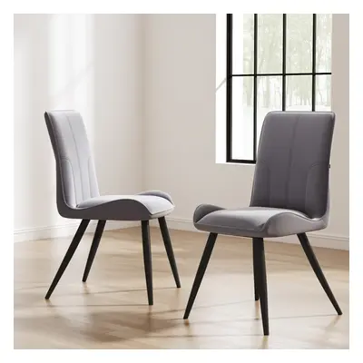 Modern Set of Velvet Upholstered Dining Chairs