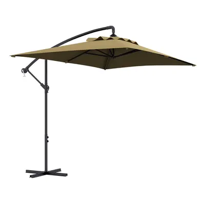 Outsunny m Cantilever Parasol with Cross Base, Crank Handle, Ribs, Brown