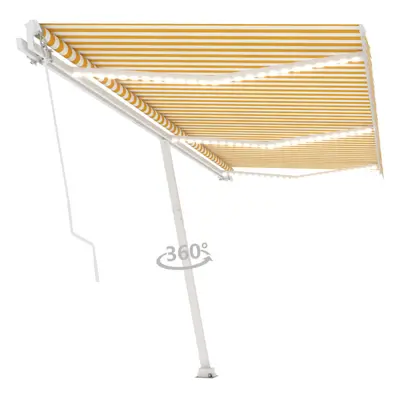 vidaXL Manual Retractable Awning with LED 600x300 cm Yellow and White Outdoor