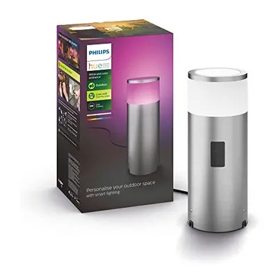 Philips Hue Calla White and Colour Ambiance Outdoor Smart Light Pedestal. (INOX Grey) for Outdoo