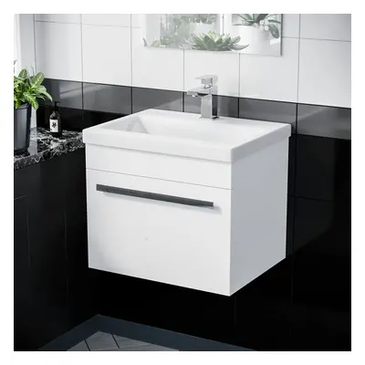 Nanuya 500mm Wall Hung Drawer Basin Vanity Unit White