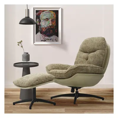 Chenille Lounge Chair with Footstool