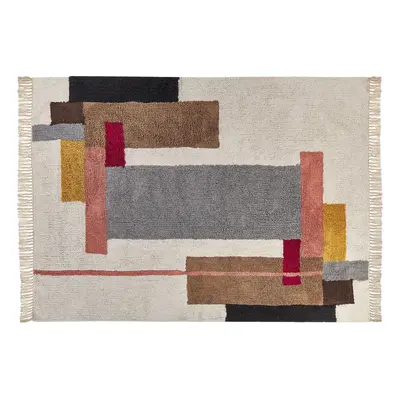 Cotton Area Rug x cm Multicolour NIKSAR