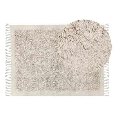 Cotton Shaggy Area Rug x cm Light Beige BITLIS