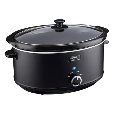 Cooks Professional Black Stainless Steel Slow Cooker Removable Ceramic Pot Bowl Keep Warm 8L