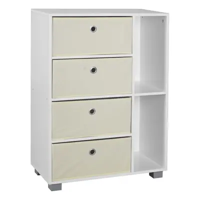 (Beige, White) Section Wooden Bookcase Living Room Drawers