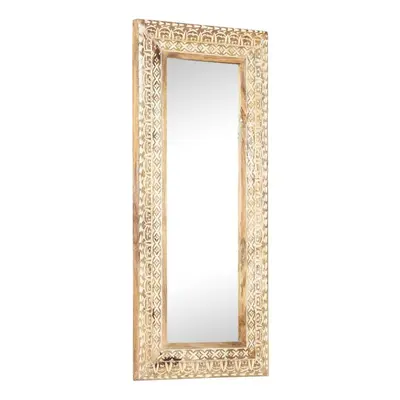 vidaXL Solid Mango Wood Hand-Carved Mirror 110x50x11 cm Wall Makeup Decoration