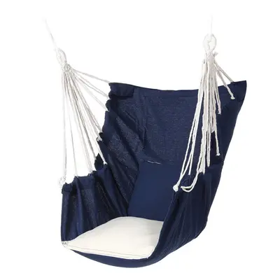 (Blue) Max Load 200KG Hanging Rope Chair Hammock Swing Seat Indoor Outdoor Patio Porch Garden Su