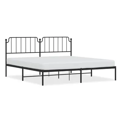 (black, x cm/with headboard) vidaXL Metal Bed Frame Home Bedroom Bed Base Mattress Foundation Be