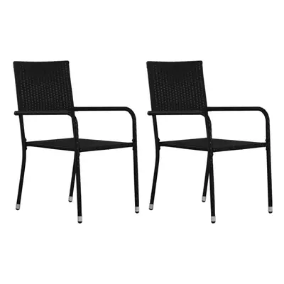 vidaXL Garden Dining Chairs pcs Stackable Outdoor Chair Black Poly Rattan