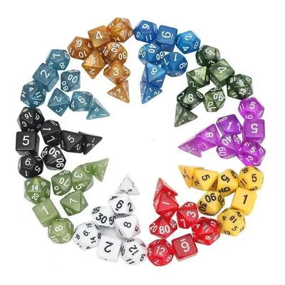 Polyhedral Dice Board RPG Set Colors 4D 6D 8D 10D 12D 20D With Bags