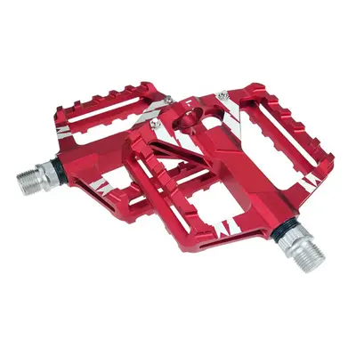 (Red) 2Pcs Mountain Road Bike Aluminum Alloy MTB Pedals Flat Platform Bicycle Pedal