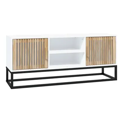 vidaXL TV Cabinet White 105x30x45 cm Engineered Wood and Iron Media Cabinet