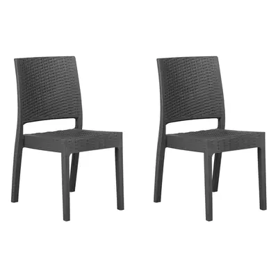 Set of Garden Chairs FOSSANO Synthetic Material Graphite Grey