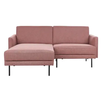 Right Hand Seater Fabric Corner Sofa Pink Brown BREDA