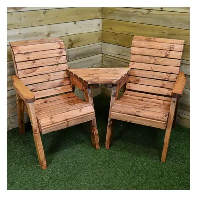 Hand Made Seater Chunky Wooden Garden Furniture Love Seat with Tray