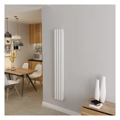 (Double 1600x236mm, White) Designer Oval Column Radiator Central Heating