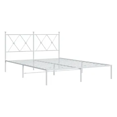 (white, 140x190 cm/with headboard) vidaXL Metal Bed Frame with Headboard and Footboard Bed Base 