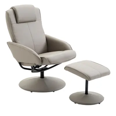 HOMCOM Adjustable Recliner Swivel Leather Armchair Rotatable W/ Footrest