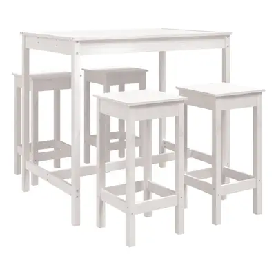 (white) vidaXL Garden Bar Set Wooden Table and Chairs Pub Set Piece Solid Wood Pine