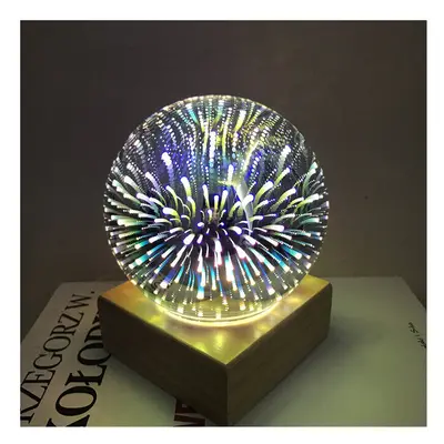 (fir works) Wood Colorful 3D Magic Ball Projection Lamp Usb Power Night Light For Christmas Deco