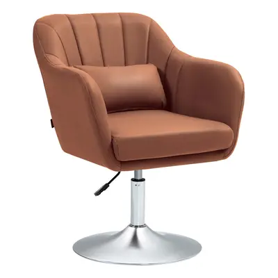 HOMCOM Stylish Retro Swivel Tub Chair Steel Frame Cushion Seat Dark Brown