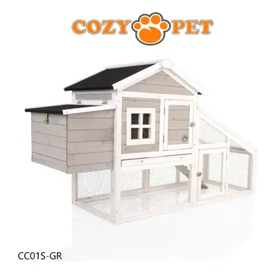 Chicken Coop Grey Cozy Pet Hen House Poultry Ark Rabbit Hutch Run Coup CC01S-GR