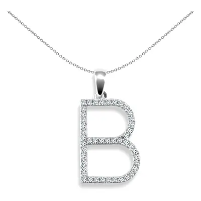 Jewelco London Ladies Solid 9ct White Gold Pave Set Round G SI 0.23ct Diamond Elegant Block Init