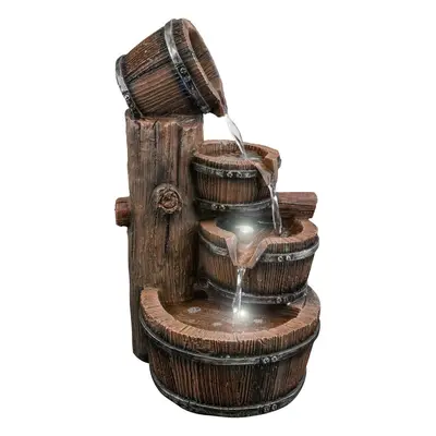 (Barrel Fountain) GEEZY Polyresin Water Fountains with LED Lights