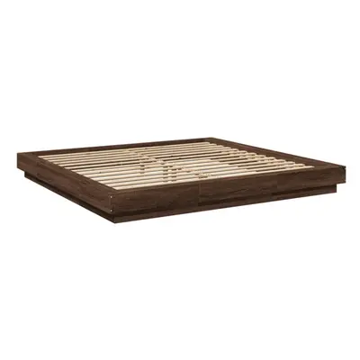 (brown, x cm) vidaXL Bed Frame and LED Lights Bed Base Mattress Foundation Engineered Wood