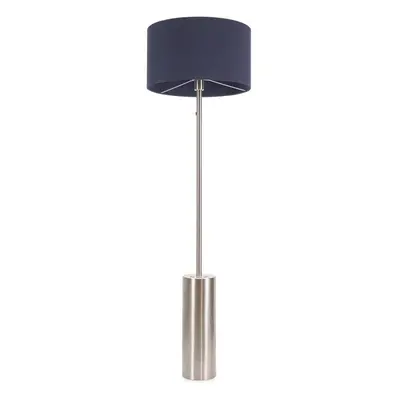 ValueLights Lexy Navy Blue Shade with Brushed Chrome Dimmer Floor Lamp