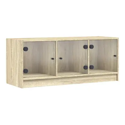 vidaXL TV Cabinet with Glass Doors TV Stand Entertainment Centre Sonoma Oak