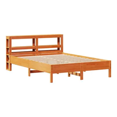 vidaXL Bed Frame with Headboard Bed Base Wax Brown 140x190 cm Solid Wood Pine