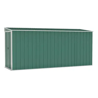 vidaXL Wall-mounted Garden Shed Green Galvanised Steel Patio Tool Storage Shed