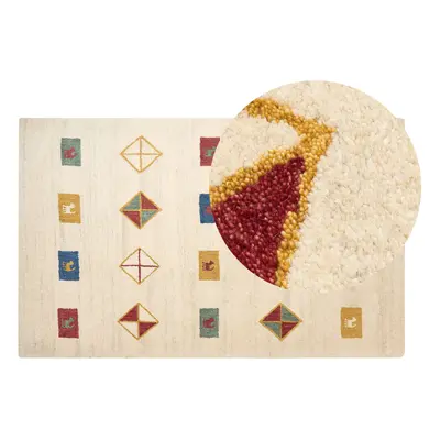 Wool Gabbeh Area Rug x cm Beige MISINLI