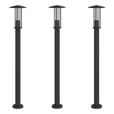 (black, cm/ pcs) vidaXL Outdoor Floor Lamps Garden Standing Lamp 3pcs Black Stainless Steel