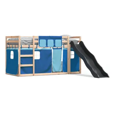 (blue, x cm) vidaXL Bunk Bed with Slide and Curtains Bed Frame Loft Bed Pink 90x190 cm