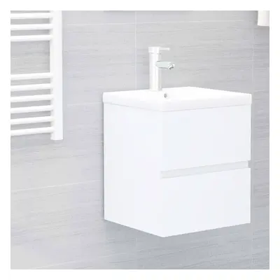 vidaXL Sink Cabinet White Chipboard Bathroom Wall Hung Storage Washroom Rack