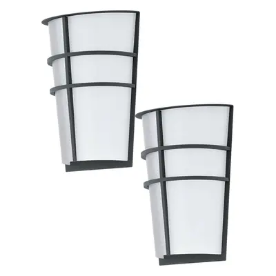 2 PACK IP44 Outdoor Wall Light Anthracite Modern Diffused Lantern 2.5W LED