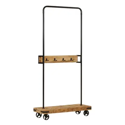 vidaXL Clothes Rack with Wheels Coat Garment Rack Solid Wood Mango and Iron