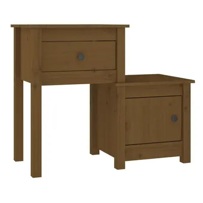 (Honey brown, 1) vidaXL 1/2x Solid Wood Pine Bedside Cabinet End Table Cabinet Multi Colours