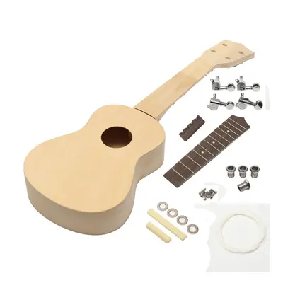 21'' Ukulele Soprano Hawaiian Guitar Kit Basswood Wooden Musical Instrument