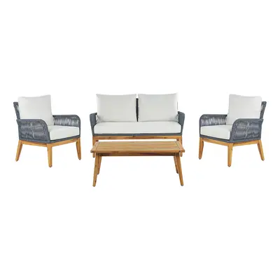 Sofa Set with Table MERANO Acacia Wood Off-White