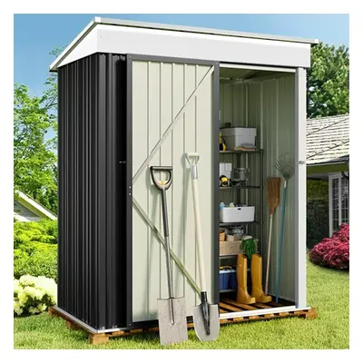 5ft x 3ft Garden Shed Outdoor Tools Storage Lockable Door with Shelves Charcoal Black