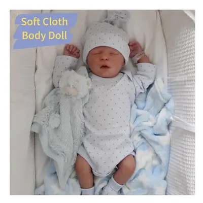 (Soft Cloth Body Doll) 43CM Reborn Baby Doll Silicone Vinyl Cloth Preemie Doll Already Finished 