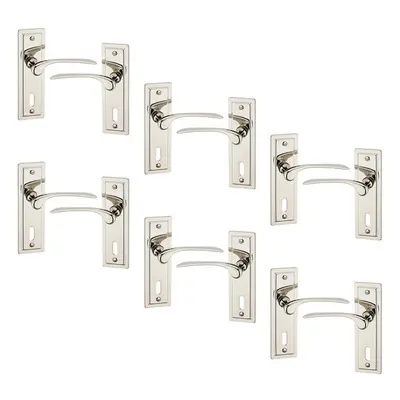 (6x Polished Nickel Keyhole) 4/6Pcs Como Metal Door Easy Fits Lever Handles Polish Satin Rose Ro