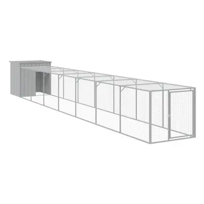 (light grey, x x cm) vidaXL Chicken Cage Chicken Run Coop with Run Anthracite Galvanised Steel