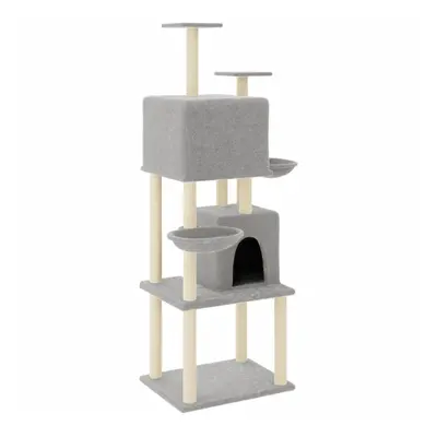 (light grey) vidaXL Cat Tree with Sisal Scratching Posts Cat Scratch Tower Climber Dark Grey